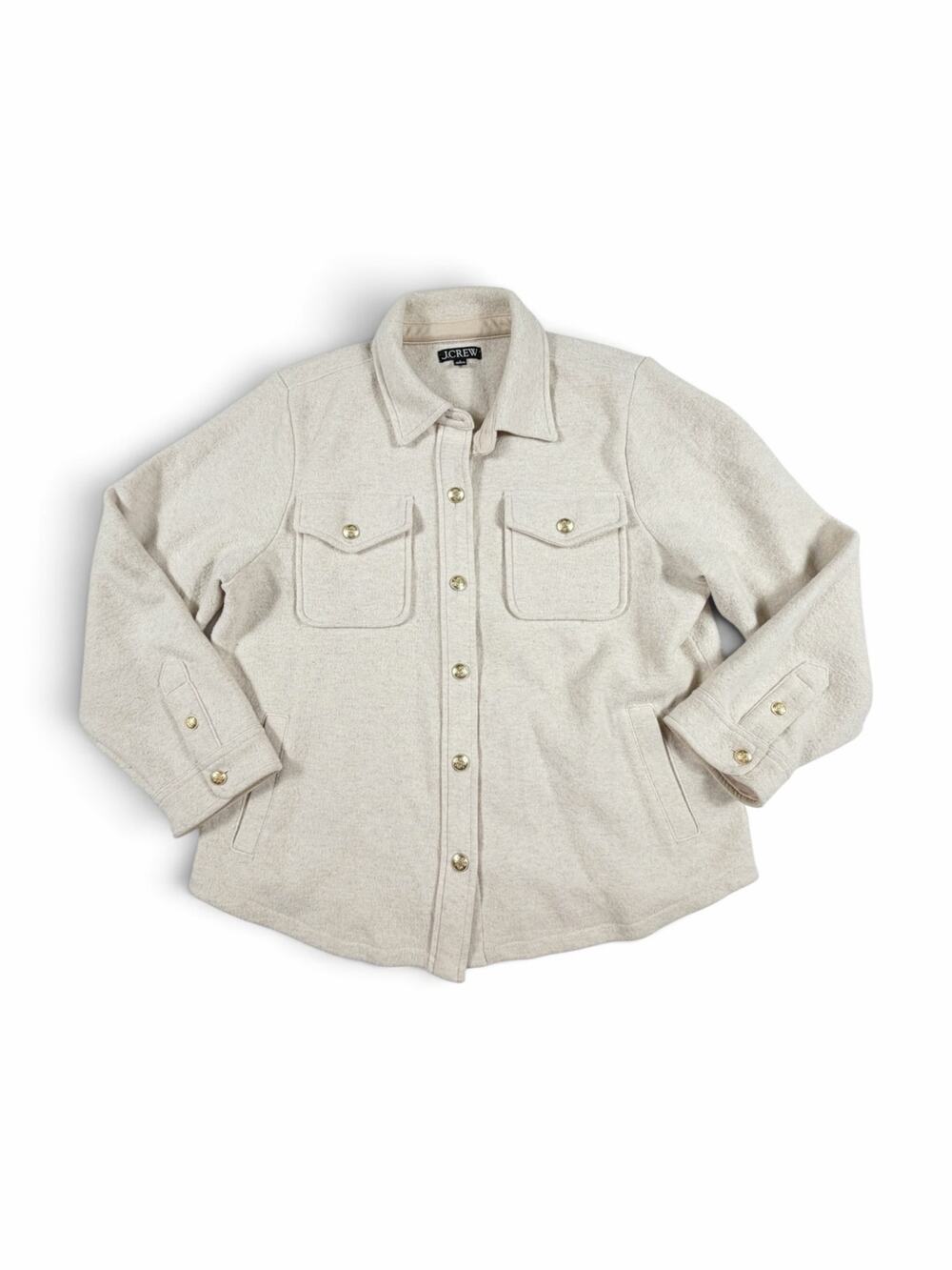 J. Crew Wool Blend Shirt Jacket Women’s Cream Large